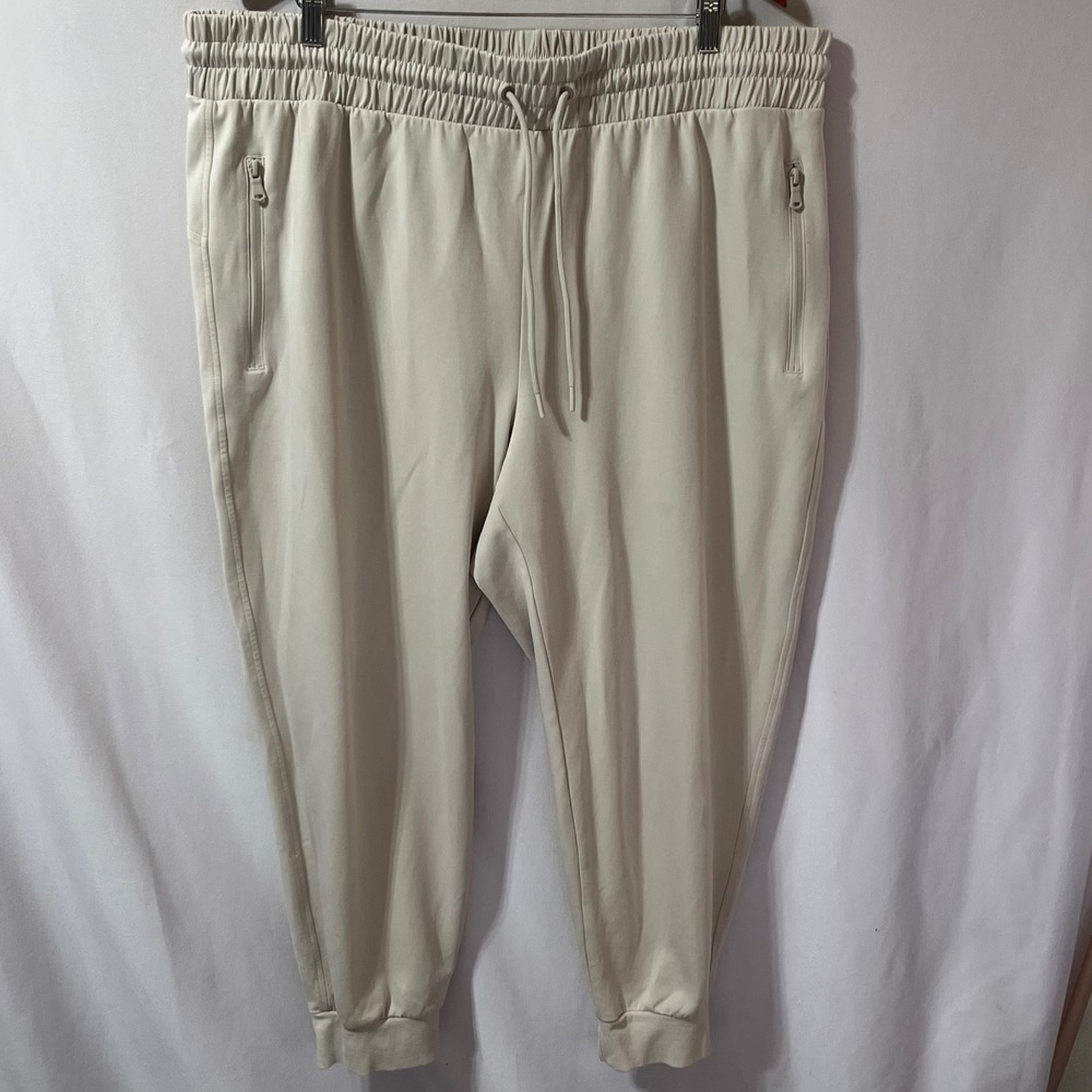 Old Navy Active Dynamic Fleece High Rise Jogger Pants Ivory 2X Zip Pockets